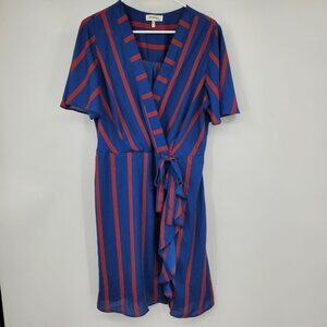 Monteau Blue and Red Striped Mini Dress